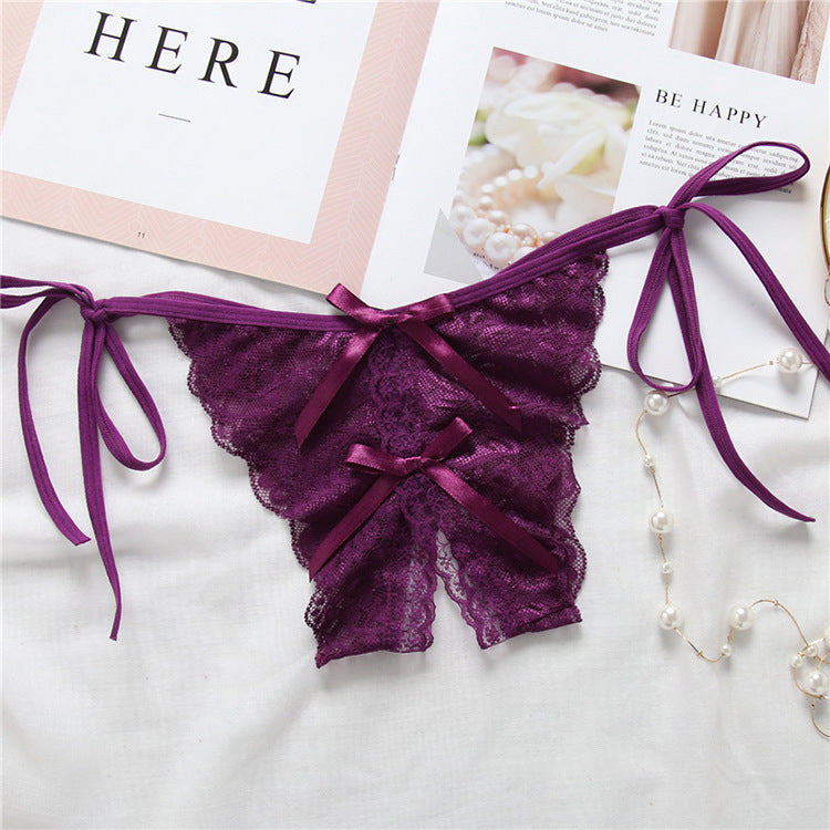 Lace-up thong lace lace-up panties - Leverage On Heroes Women Store