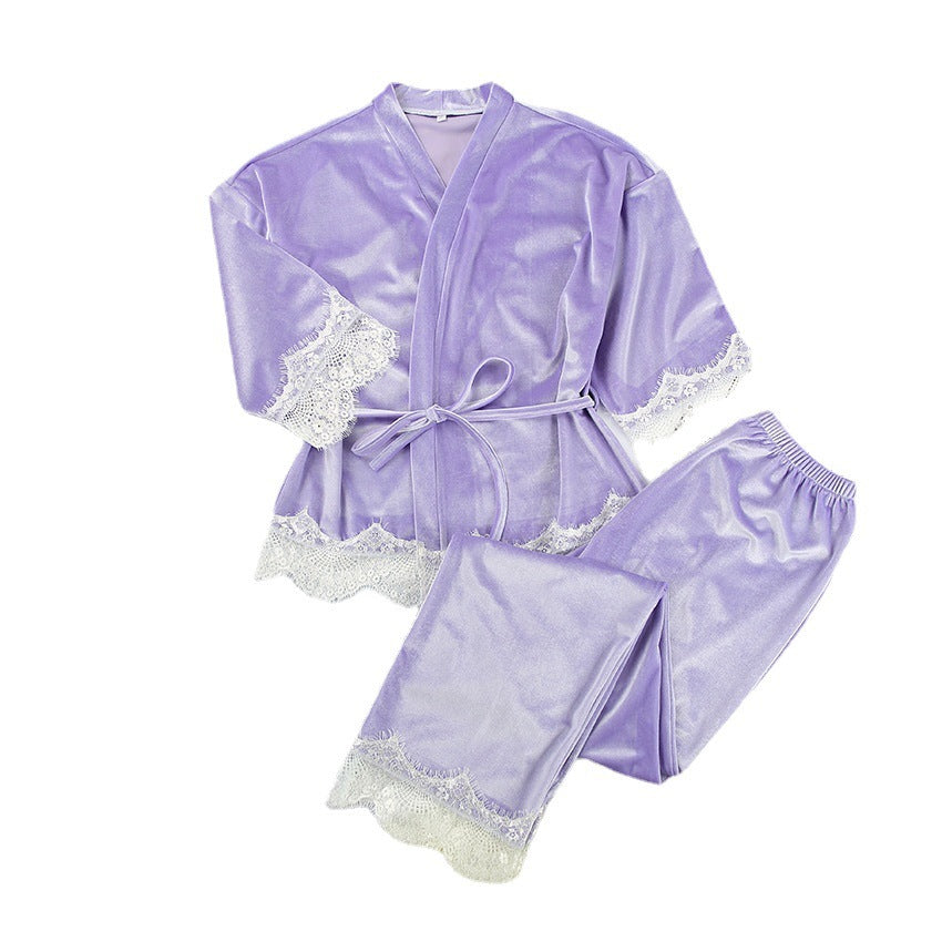 Women's Lace Stitching Five-point Sleeve Trousers Breathable Loungewear - Leverage On Heroes Women Store