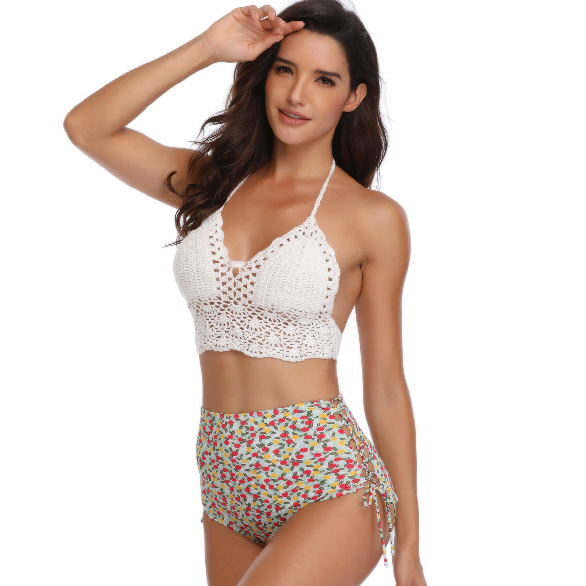 Women's Lace Up High Waist Split Bikini Swimsuit - Leverage On Heroes Women Store