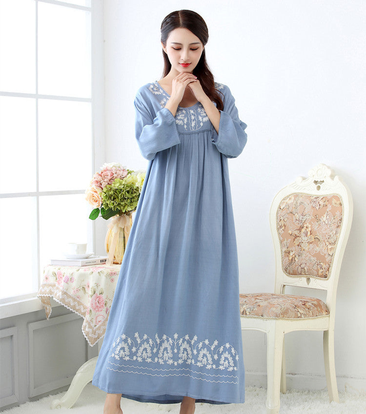 Loungewear Sleeve Washed Cotton Korean Style Nightdress Pajamas - Leverage On Heroes Women Store