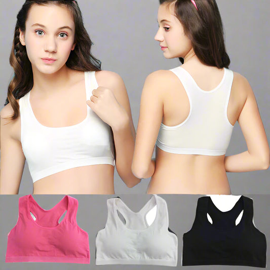 Pure Color Cotton Glossy Girls Bra - Leverage On Heroes Women Store