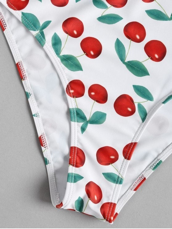 Bikini Split Swimsuit Cherry Print Swimsuit Lace - Leverage On Heroes Women Store