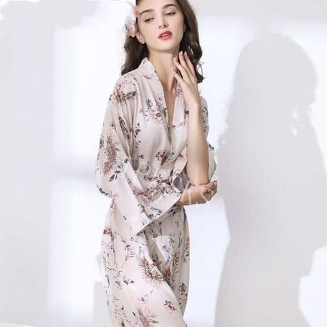 New Spring Thin Cotton-Silk Sleepwear Robe for Women