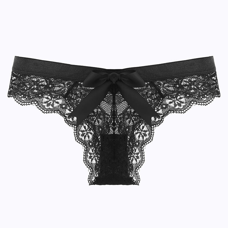 Lace Thong Transparent Hollow Briefs Bow - Leverage On Heroes Women Store