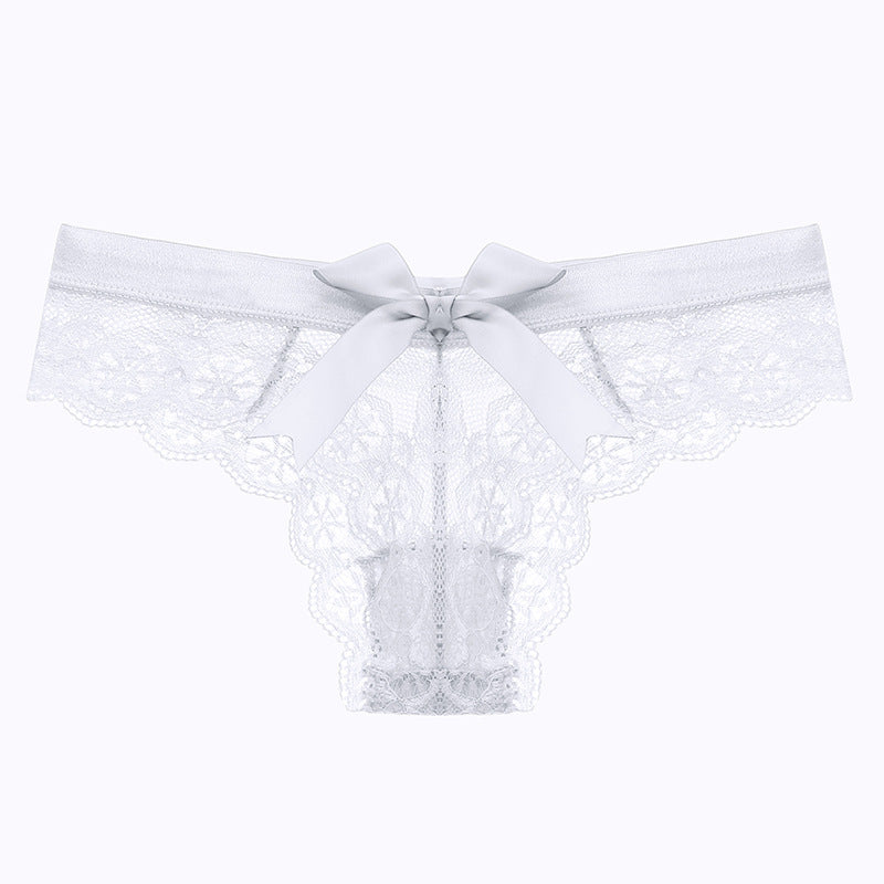 Lace Thong Transparent Hollow Briefs Bow - Leverage On Heroes Women Store
