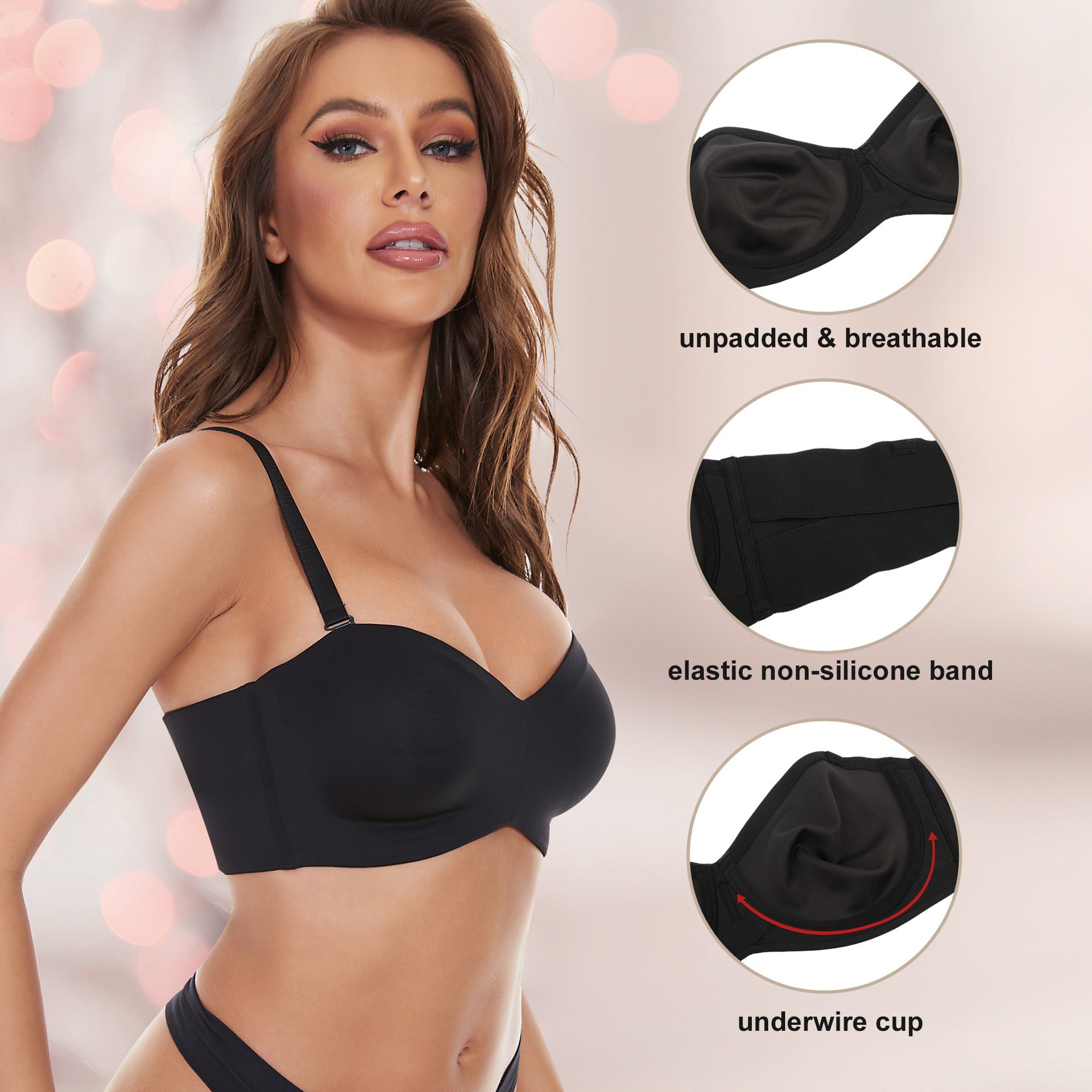Underwear Seamless Invisible Bra Removable Push Up Thin With Steel Ring - Leverage On Heroes Women Store