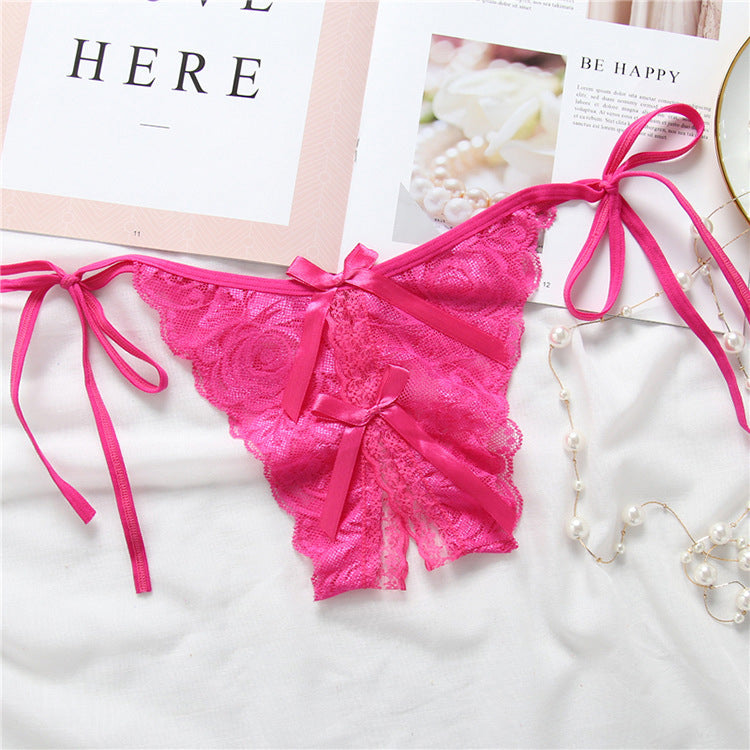 Lace-up thong lace lace-up panties - Leverage On Heroes Women Store