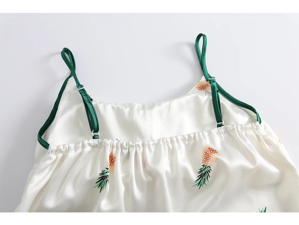 Ice Silk Printed Sweet Cute Loungewear Seven-piece Pajamas Suit - Leverage On Heroes Women Store