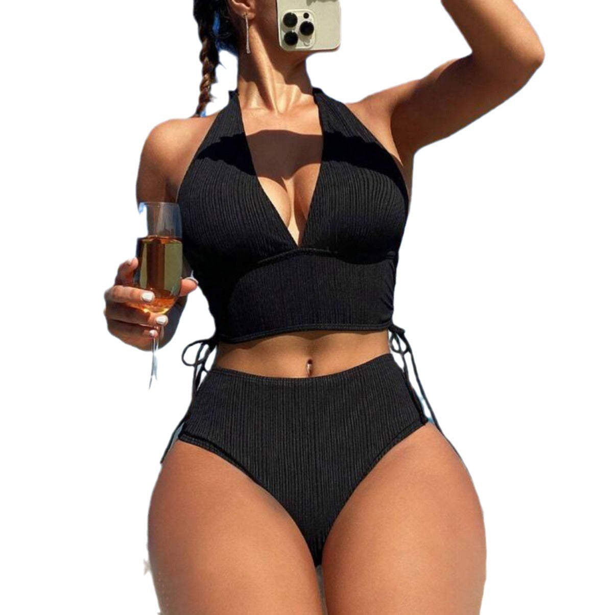 Women's Fashion Statement Lace Up Halter Bikini - Leverage On Heroes Women Store