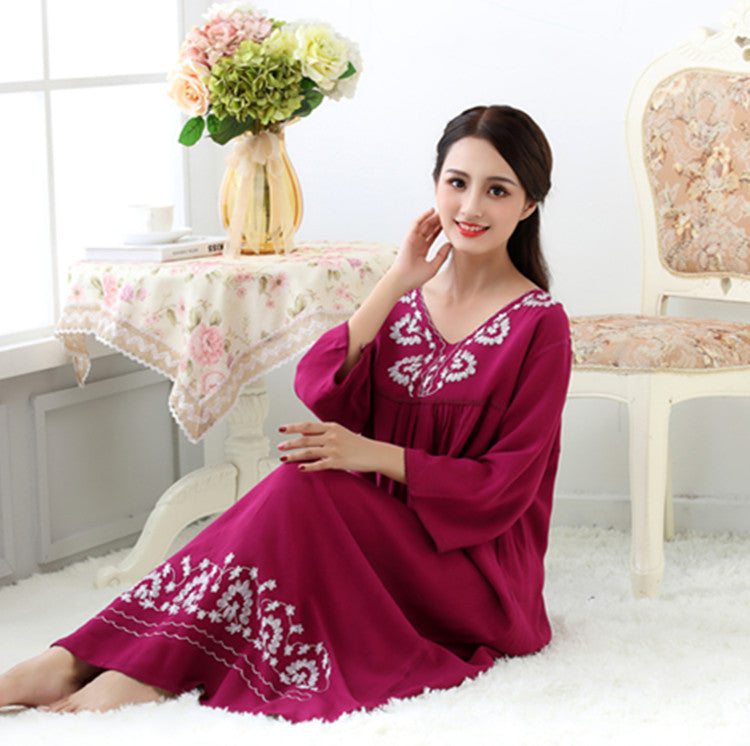 Loungewear Sleeve Washed Cotton Korean Style Nightdress Pajamas - Leverage On Heroes Women Store