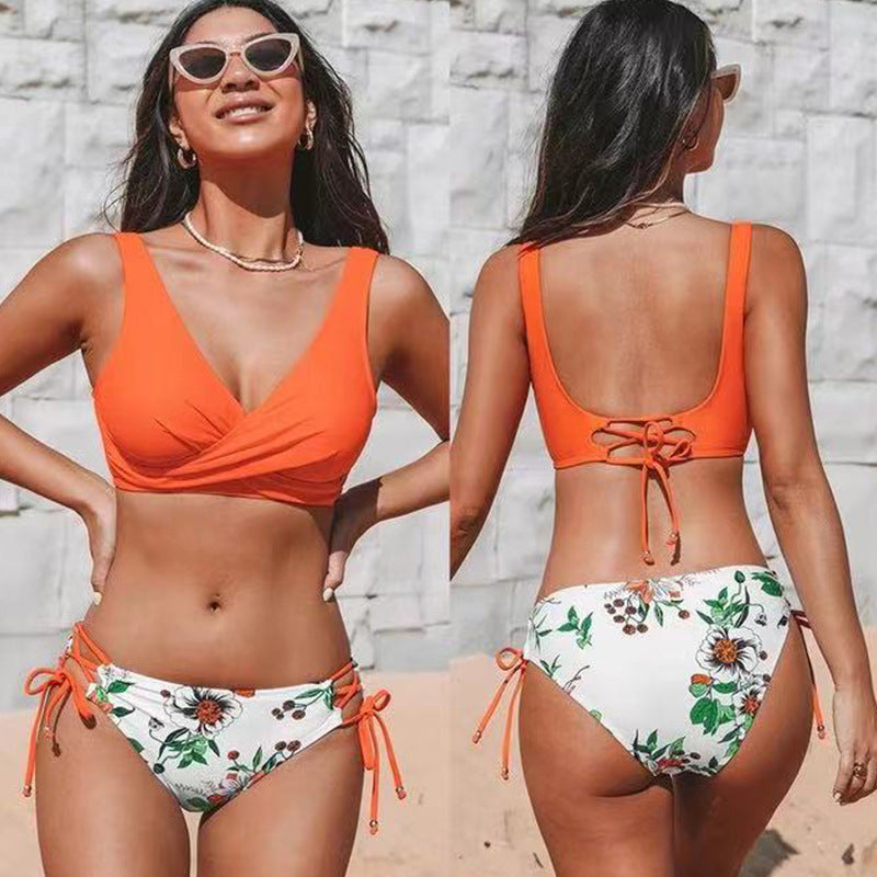 Sexy Halter Bikini Women's Split Lace-up Swimsuit - Leverage On Heroes Women Store