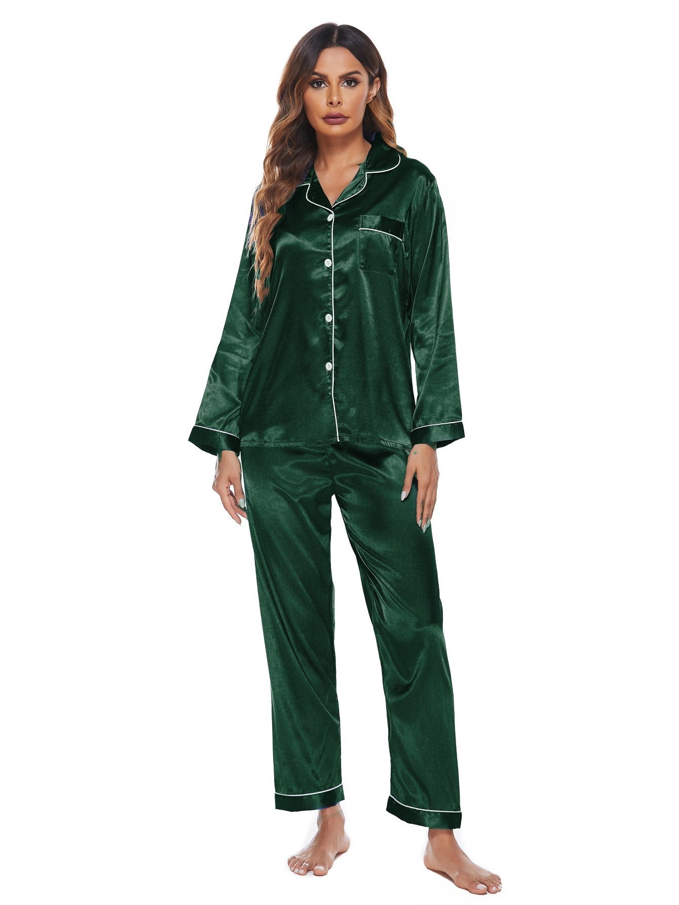 Pajamas Women's Long Sleeve Sleepwear Soft Button Loungewear Pjs Set Nightwear - Leverage On Heroes Women Store