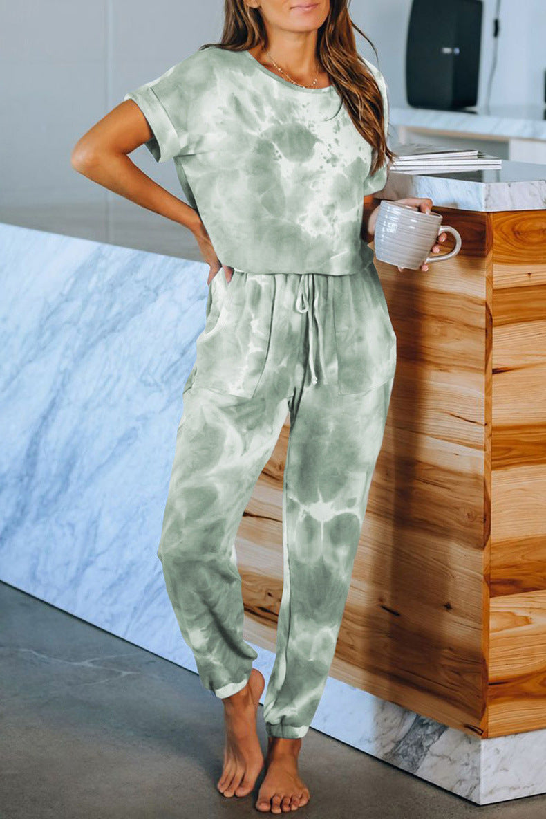 Tie Dye Print One Piece Pajamas Loungewear - Leverage On Heroes Women Store