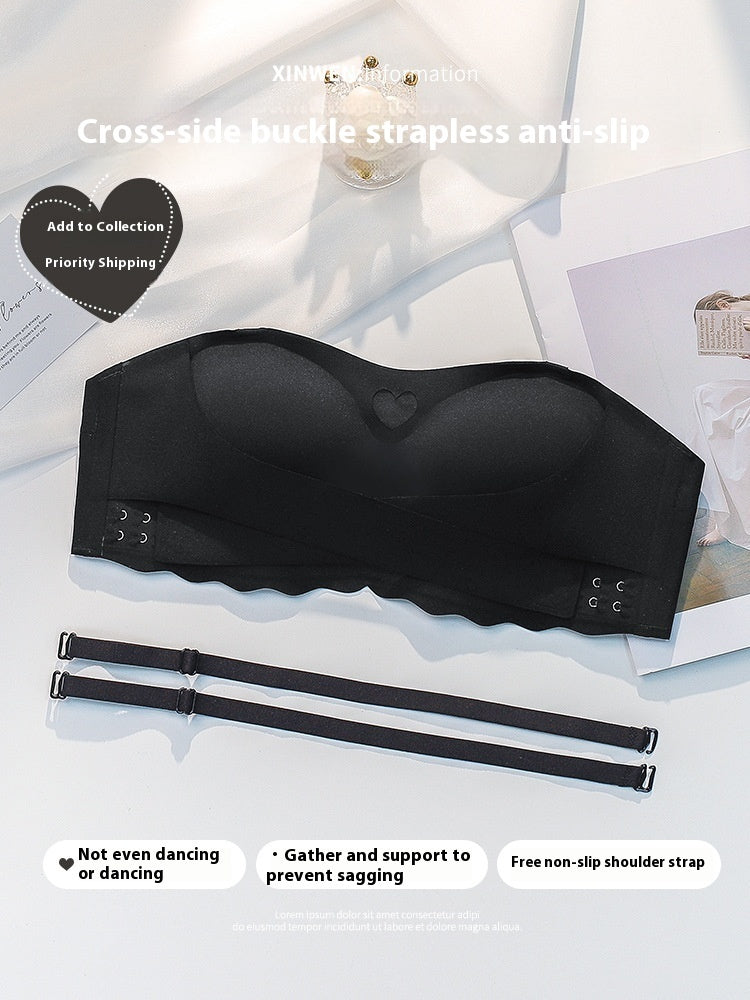 Women's Strapless Underwear With Front Buckle Non-slip Push Up - Leverage On Heroes Women Store