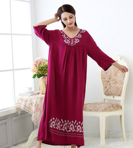 Loungewear Sleeve Washed Cotton Korean Style Nightdress Pajamas - Leverage On Heroes Women Store