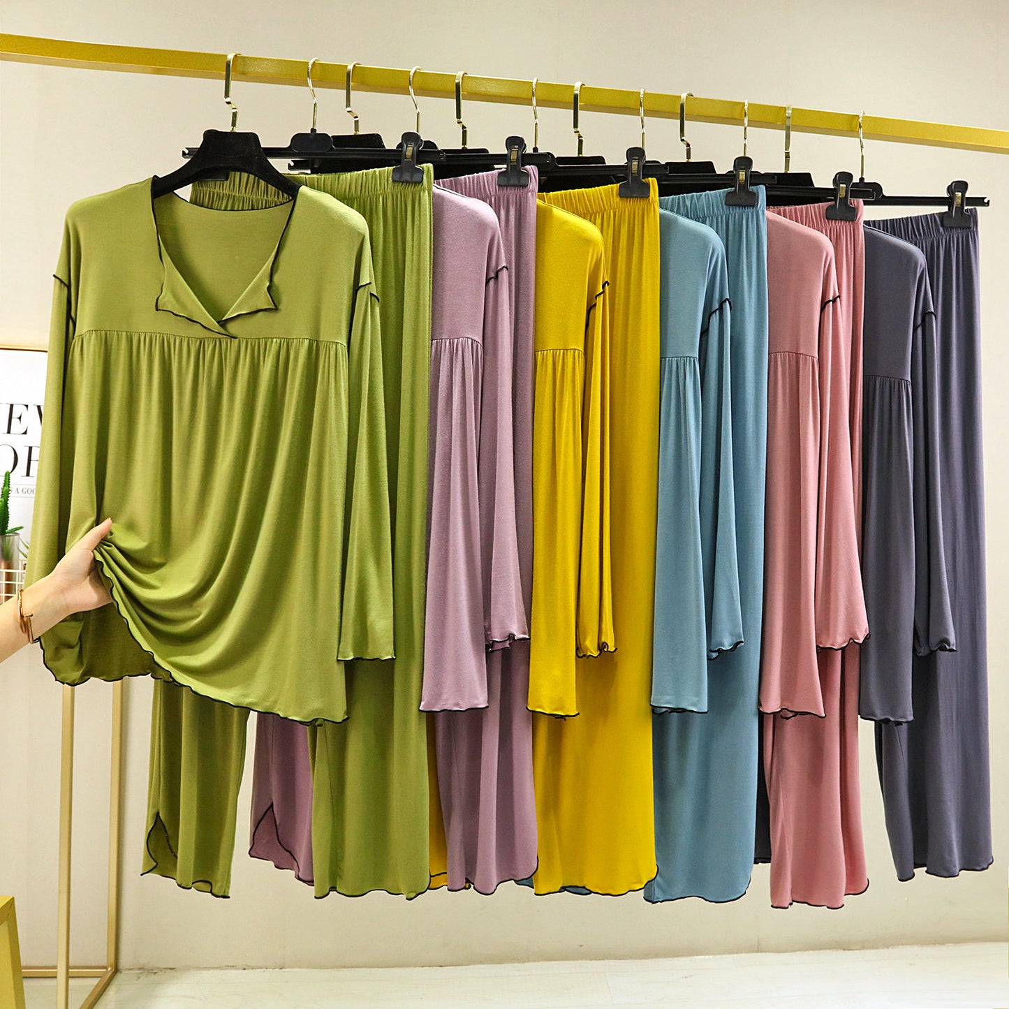 Fashion Long Sleeve Straight Loungewear Set - Leverage On Heroes Women Store