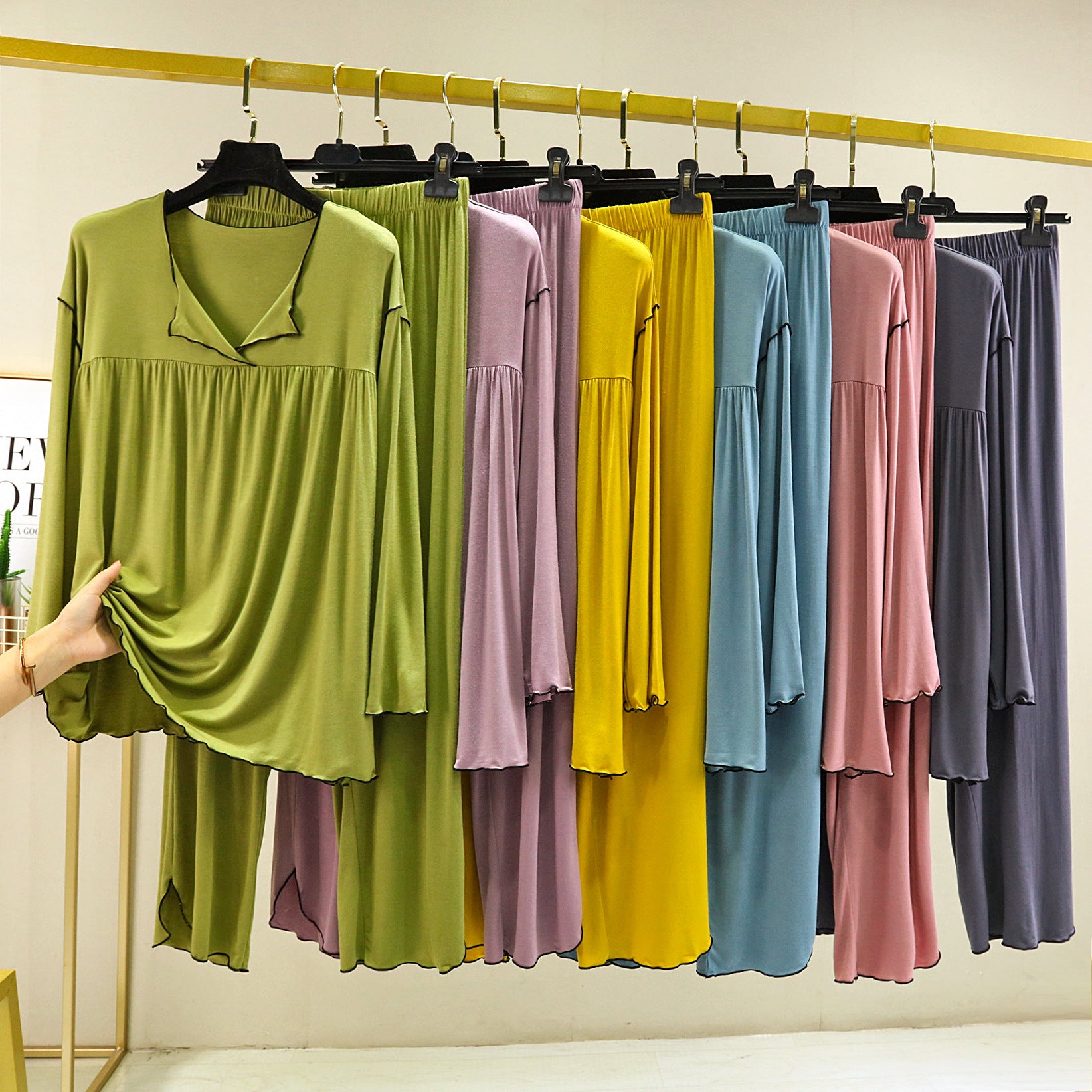 Fashion Long Sleeve Straight Loungewear Set - Leverage On Heroes Women Store