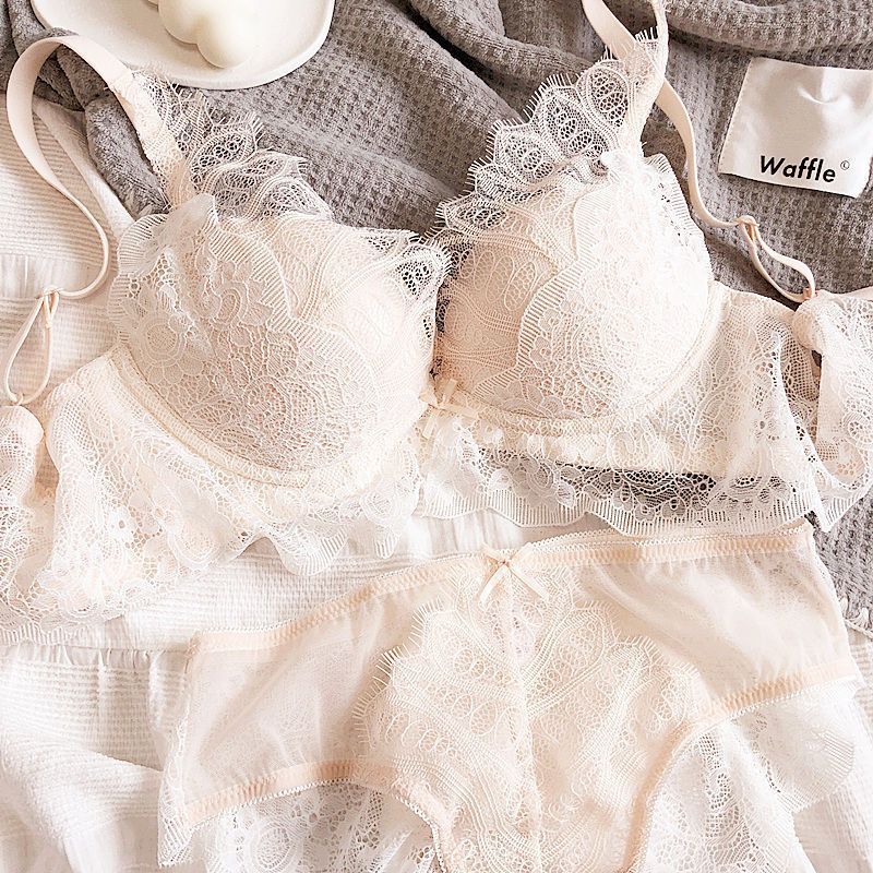 Lace Underwear Small Chest Push Up Big Thickened Without Steel Ring Bra Set - Leverage On Heroes Women Store