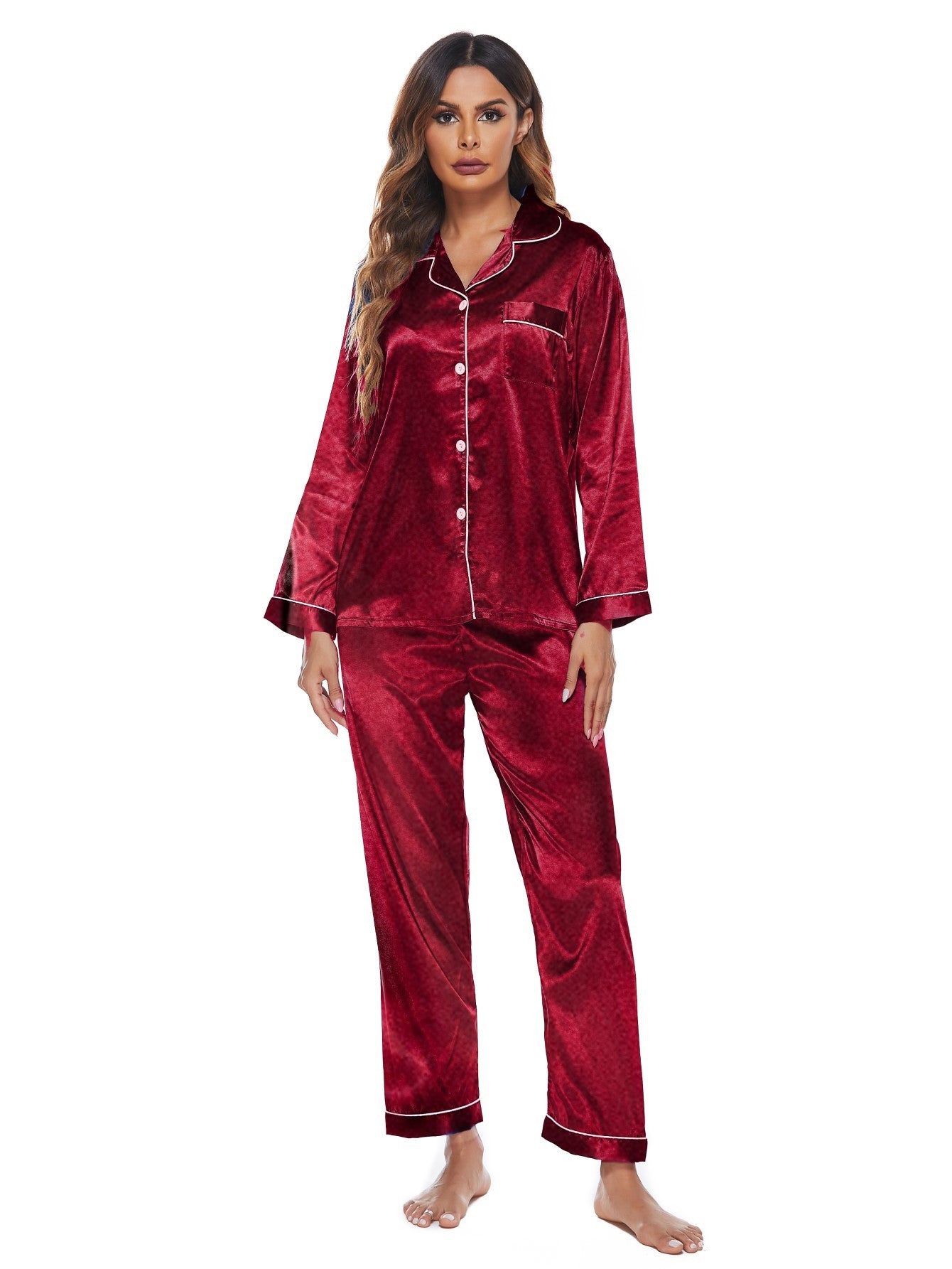 Pajamas Women's Long Sleeve Sleepwear Soft Button Loungewear Pjs Set Nightwear - Leverage On Heroes Women Store