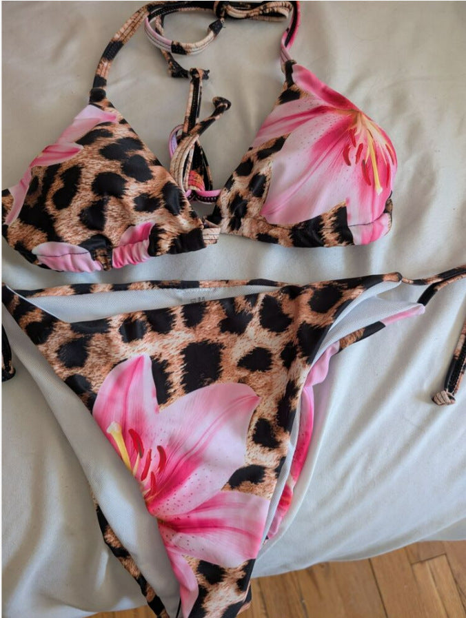Leopard Print Lace-up Sexy Bikini Swimsuit - Leverage On Heroes Women Store