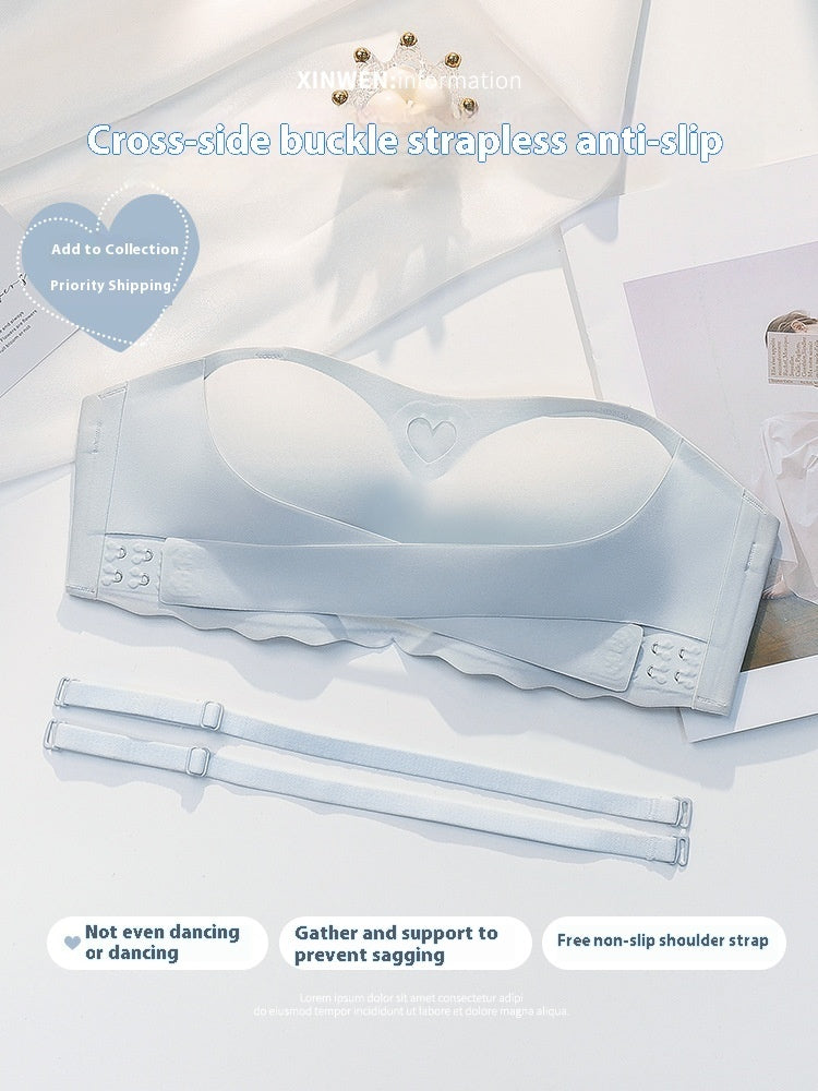 Women's Strapless Underwear With Front Buckle Non-slip Push Up - Leverage On Heroes Women Store