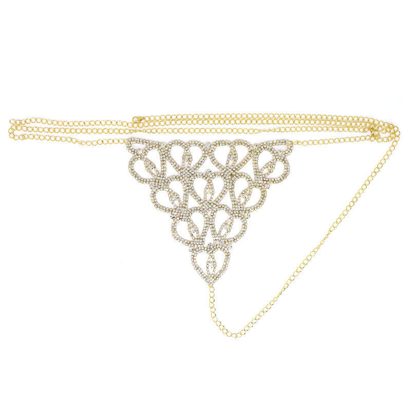 Rhinestone Claw Chain Body Chain Set Sexy Panty Set Show - Leverage On Heroes Women Store