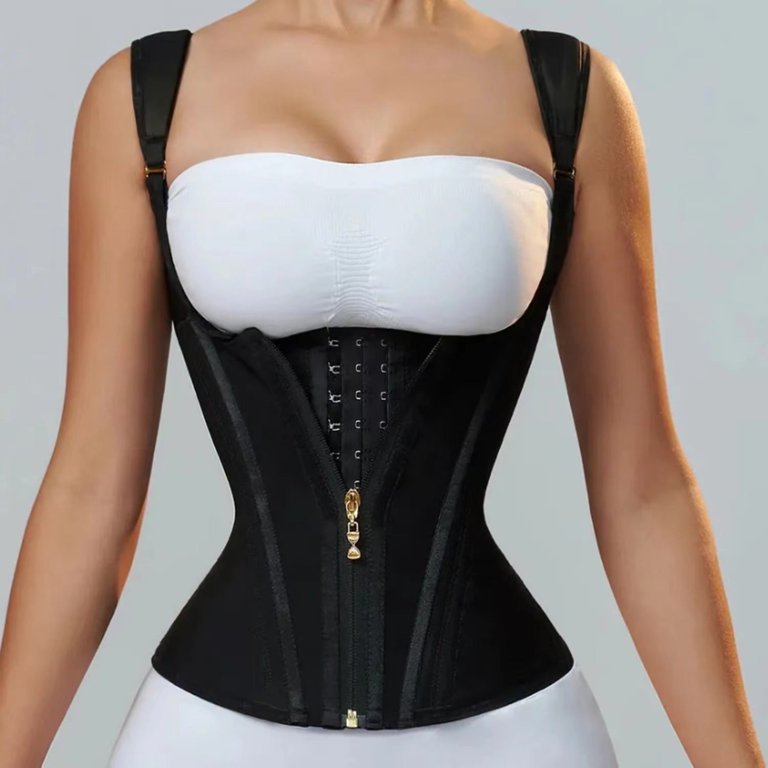 Zipper Breasted Retro Shapewear Top - Leverage On Heroes Women Store
