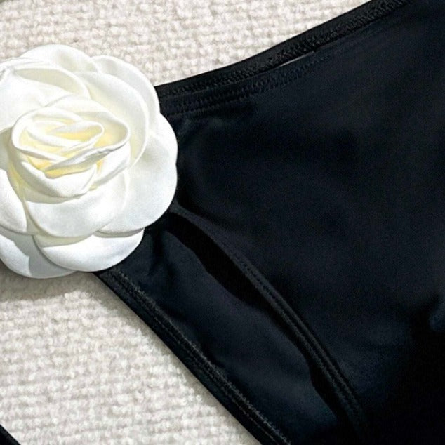 3D Three-dimensional Flower Drawstring Lace Bikini Split Swimsuit - Leverage On Heroes Women Store