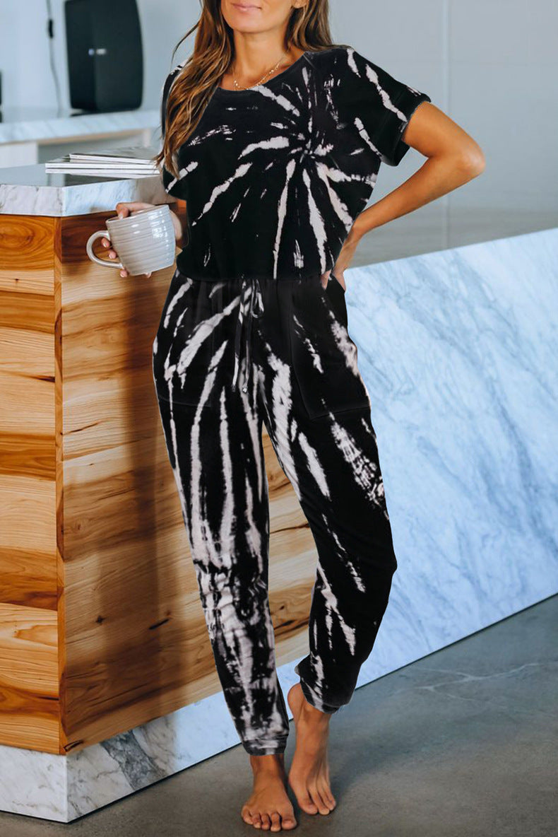 Tie Dye Print One Piece Pajamas Loungewear - Leverage On Heroes Women Store