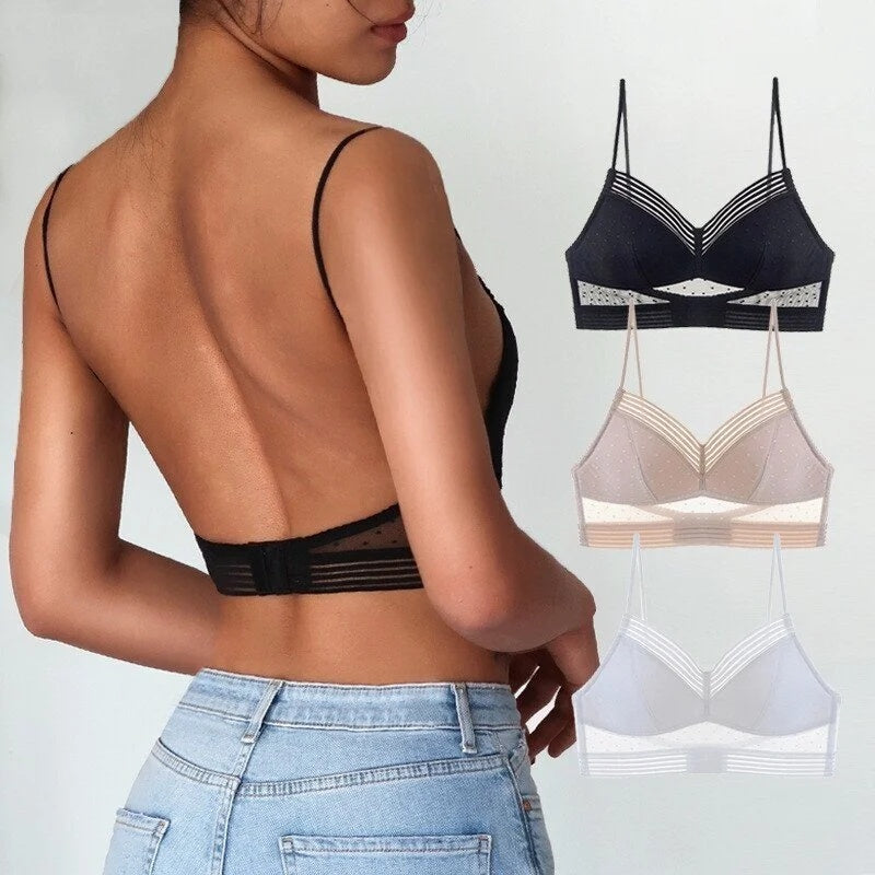 Backless Bra Invisible Bralette Thin Lace Wedding Bras Low Back Underwear Push Up Brassiere Women Seamless Sexy BH Top - Leverage On Heroes Women Store