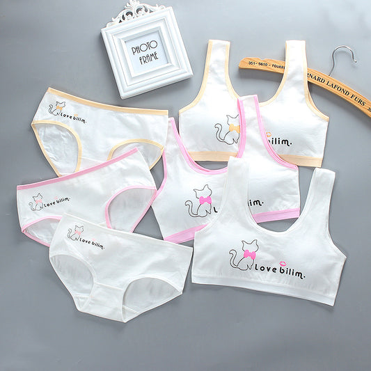 Girls' Bra Set, Pure Cotton, Developmental Vest, Underwear, Children'S Bra, Cotton - Leverage On Heroes Women Store