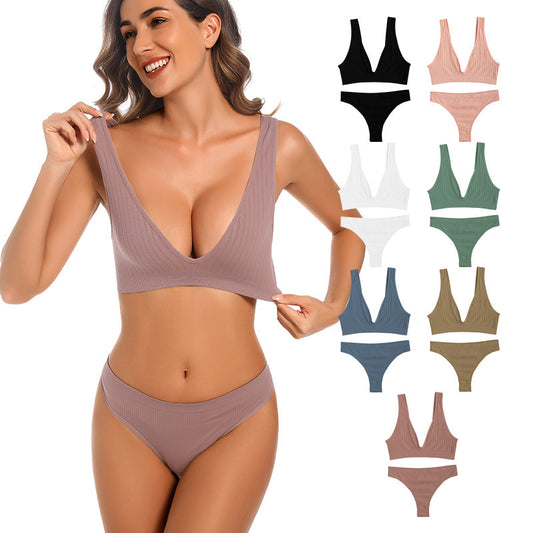Solid Color Shockproof Beauty Back Push-up Underwear Set - Leverage On Heroes Women Store